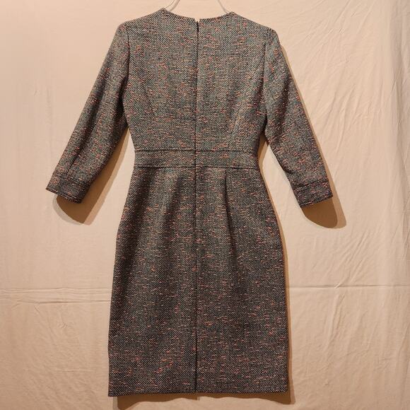 J.Crew Sz 2 Tweed Gray Pink Career Dress Lined Dress Professional Modest Church - Picture 5 of 10